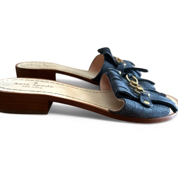 Kate Spade Denim leather sandals with gold hardware Size 7.5M - Picture 2 of 4